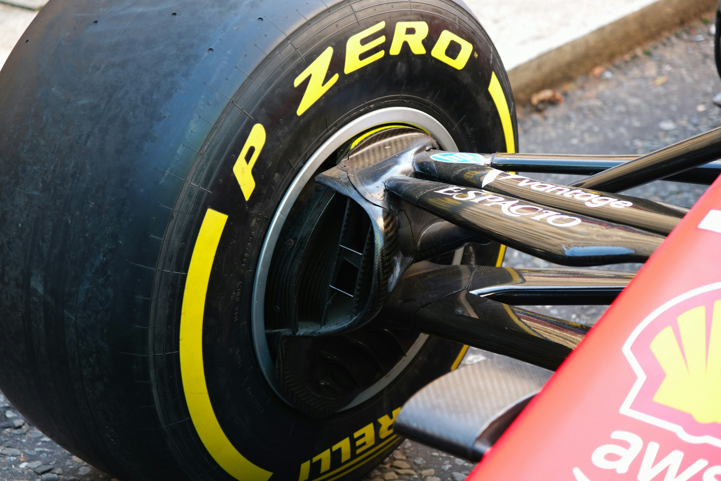 A close detail of a Formula 1 car