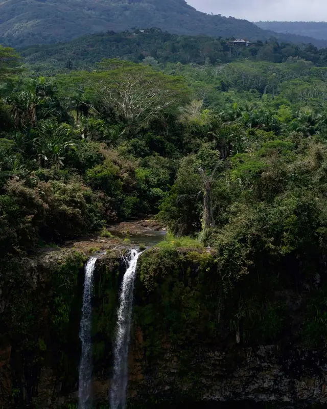 A waterfall in the tropical forest of Mauritius