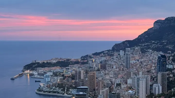 The coastline of Monaco at sunset